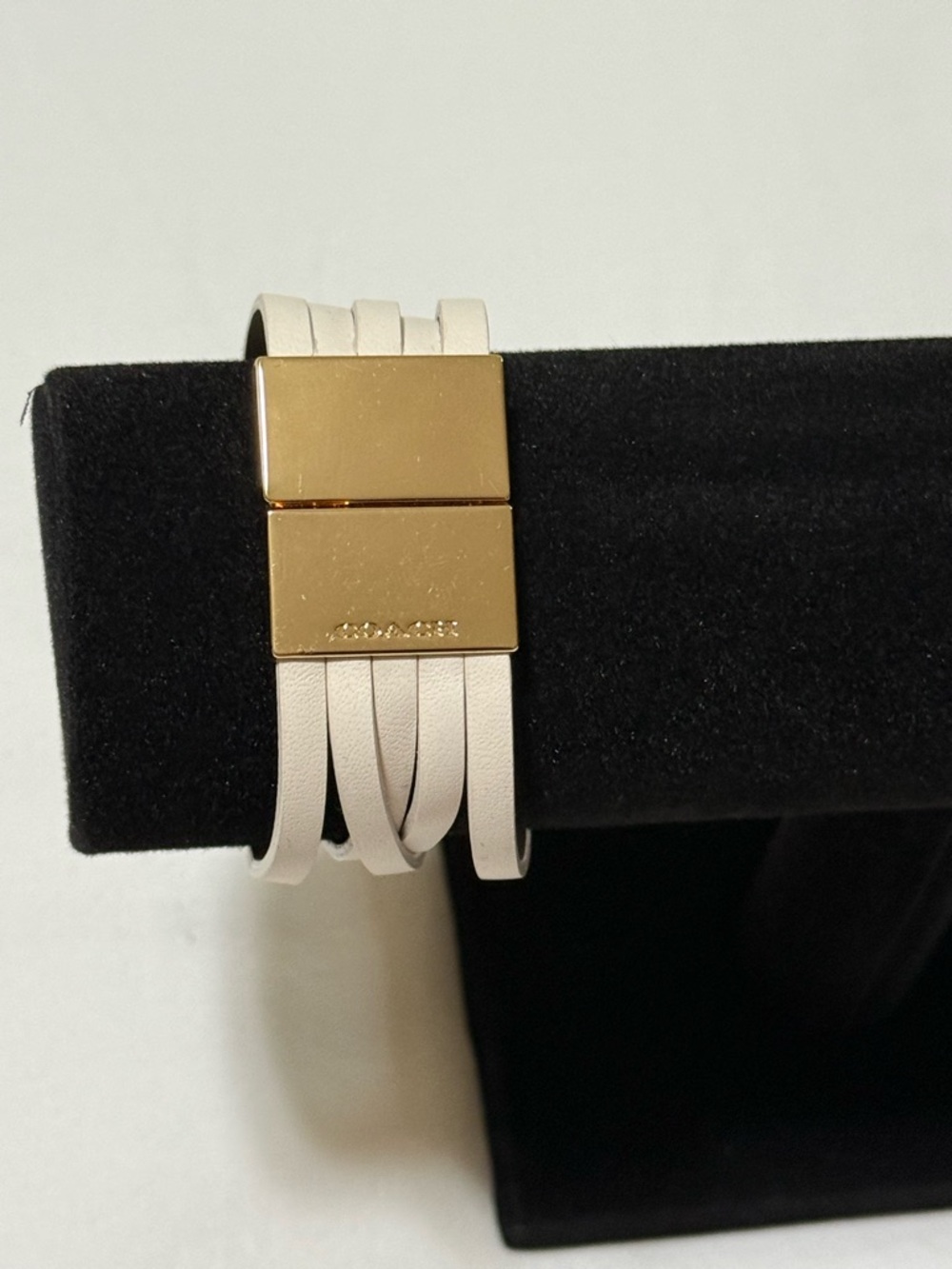 Coach Cream Leather Wrap Bracelet with Gold Accents